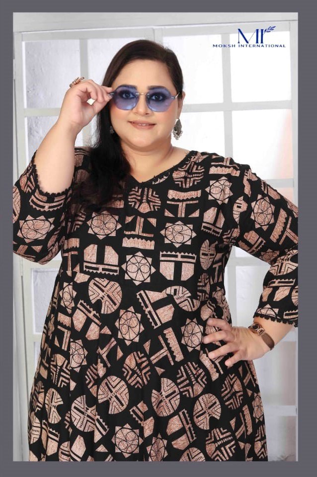 Moksh Plus Size Color D No 8657 Rayon Long Kurti Collection Wholesale