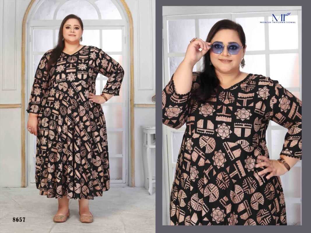 Buy Moksh Plus Size Color D No 8657 Rayon Long Kurti Collection Wholesale 2026