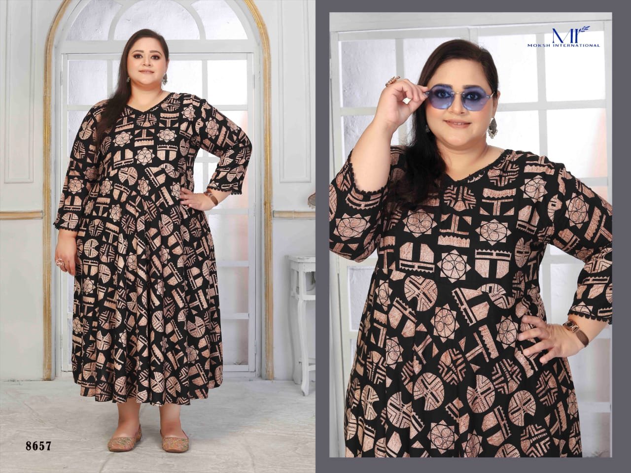 Buy Moksh Plus Size Color D No 8657 Rayon Long Kurti Collection Wholesale 2026