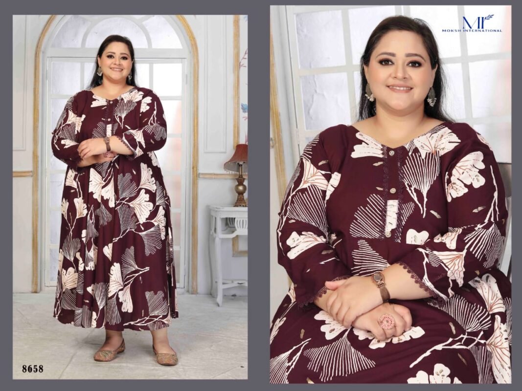 Launching Moksh Plus Size Color D No 8658 Rayon Long Kurti Collection Wholesale 2026