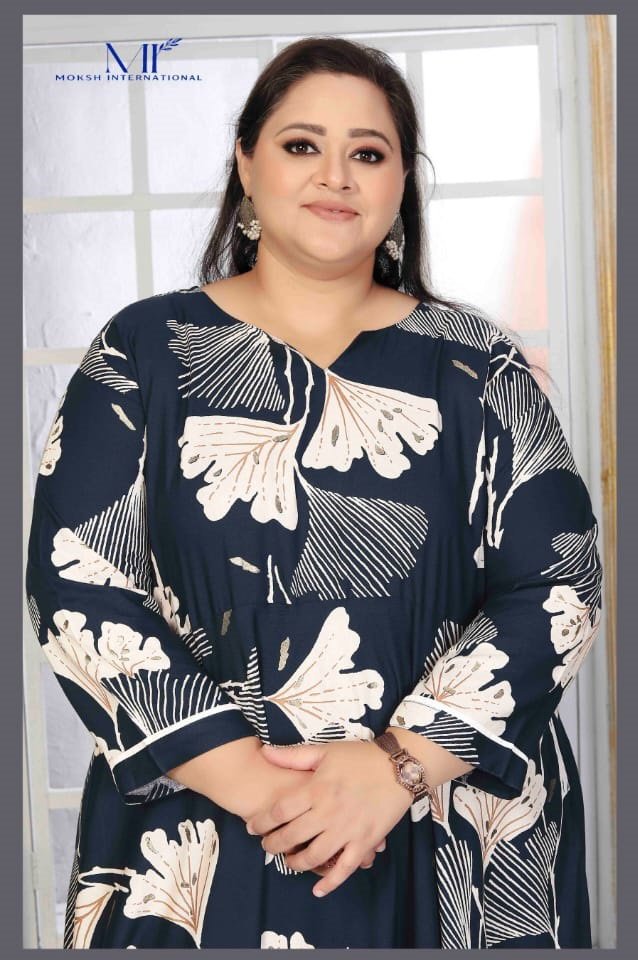 Moksh Plus Size Color D No 8659 Rayon Long Kurti Collection Wholesale