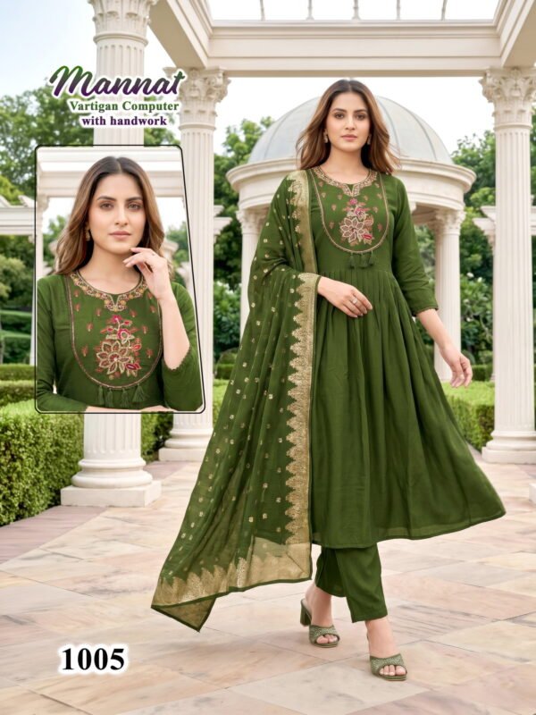 Beautiful Mannat D No 1001 To 06 Vertican Handworked Kurti Set Collection Wholesale 2026
