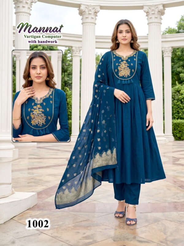 Beautiful Mannat D No 1001 To 06 Vertican Handworked Kurti Set Collection Wholesale 2026