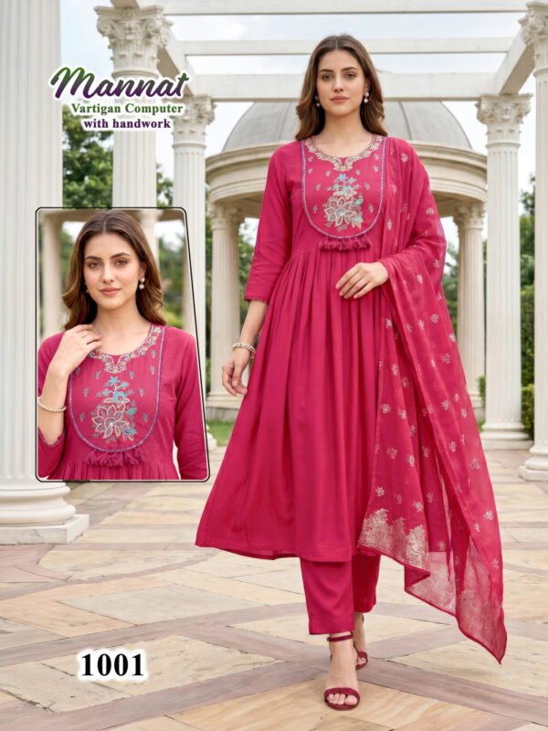 Beautiful Mannat D No 1001 To 06 Vertican Handworked Kurti Set Collection Wholesale 2026