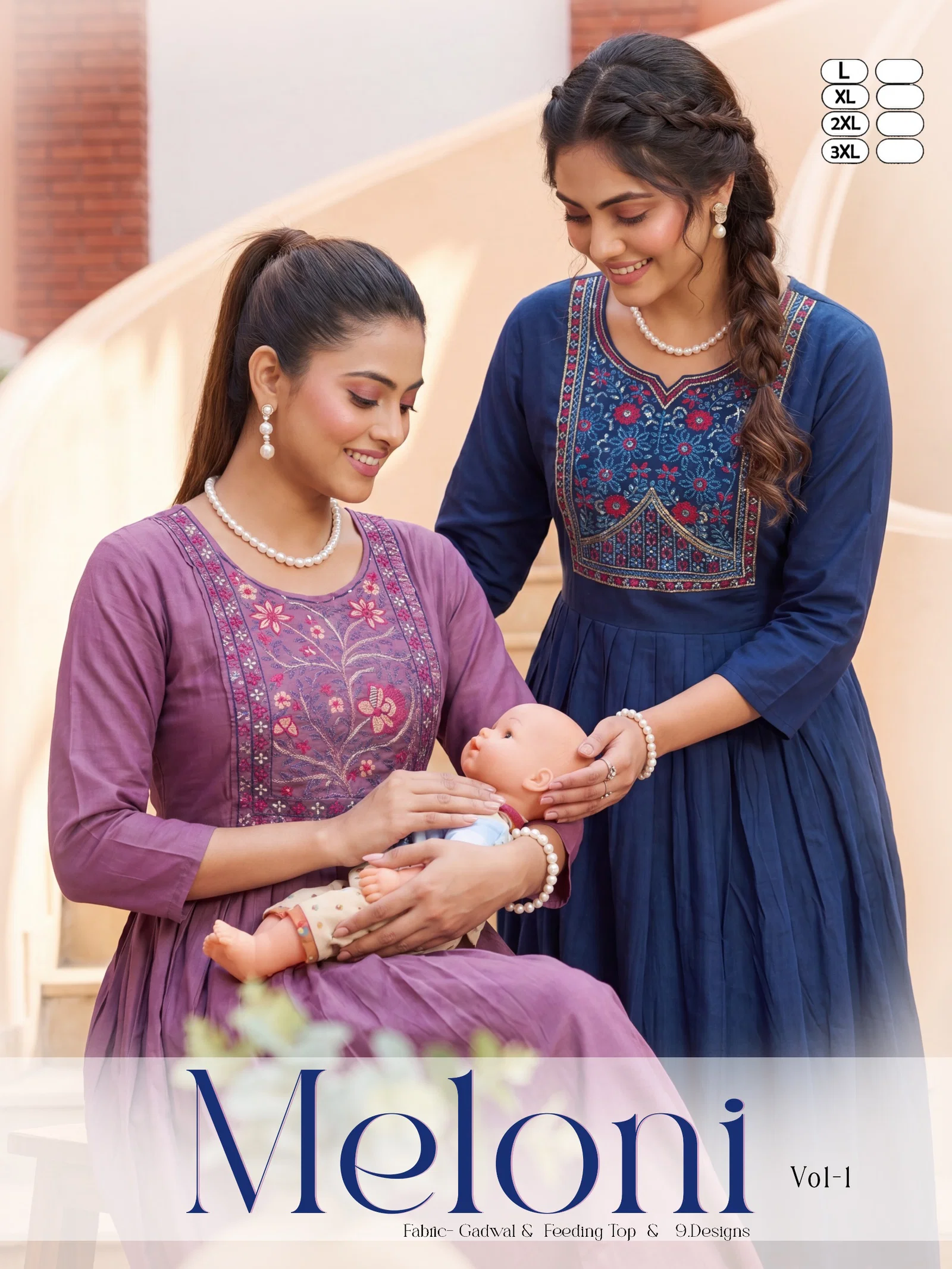 Meloni Vol 1 Gadwal Plain Embroidered Feeding Kurti Collection Wholesale
