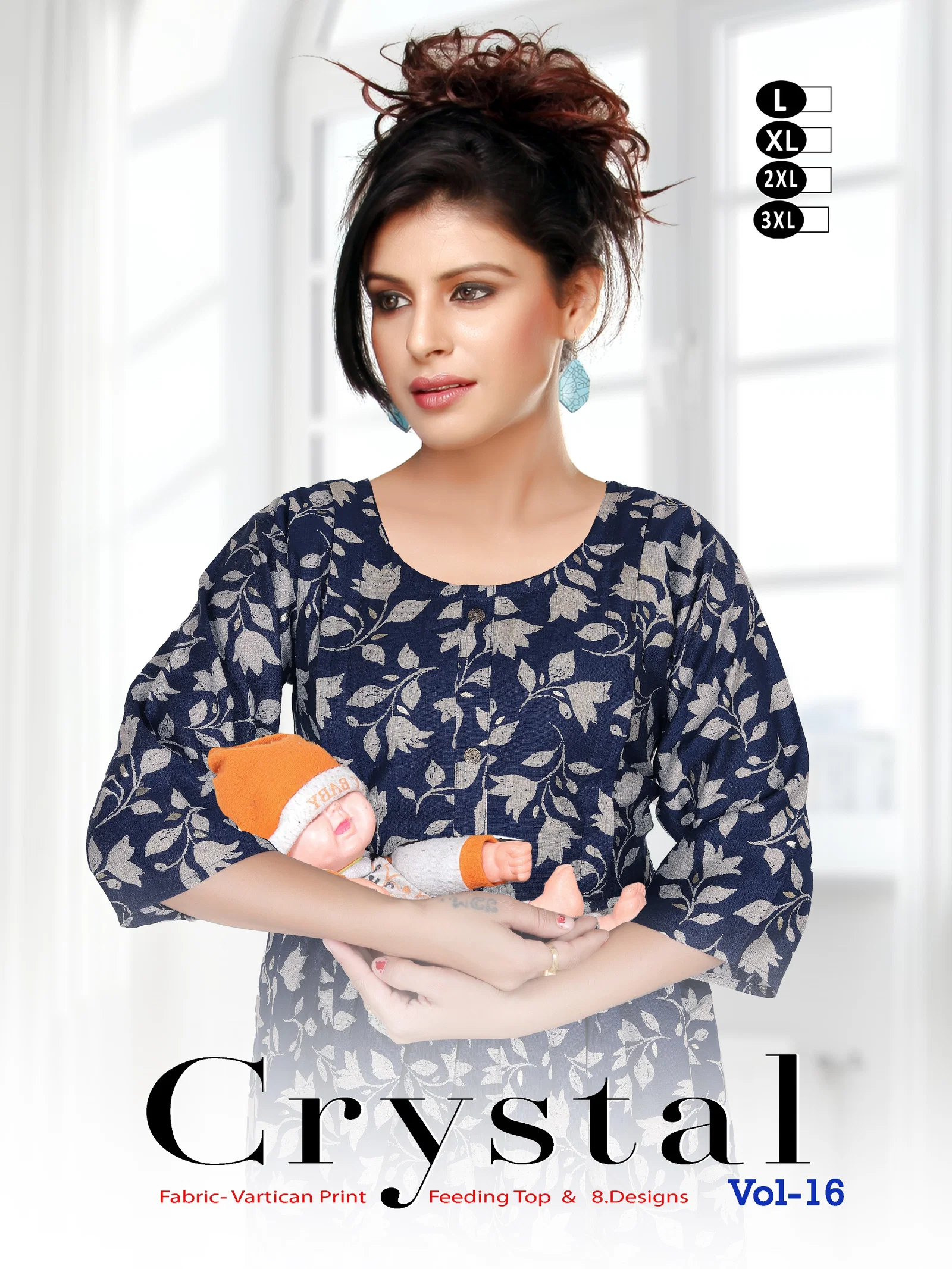 Crystal Vol 16 Vertican Foil Printed Feeding Kurti Collection Wholesale