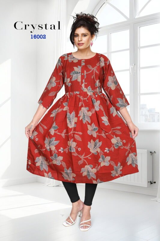 Buy Crystal Vol 16 Vertican Foil Printed Feeding Kurti Collection Wholesale 2026