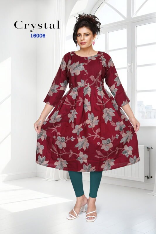 Buy Crystal Vol 16 Vertican Foil Printed Feeding Kurti Collection Wholesale 2026