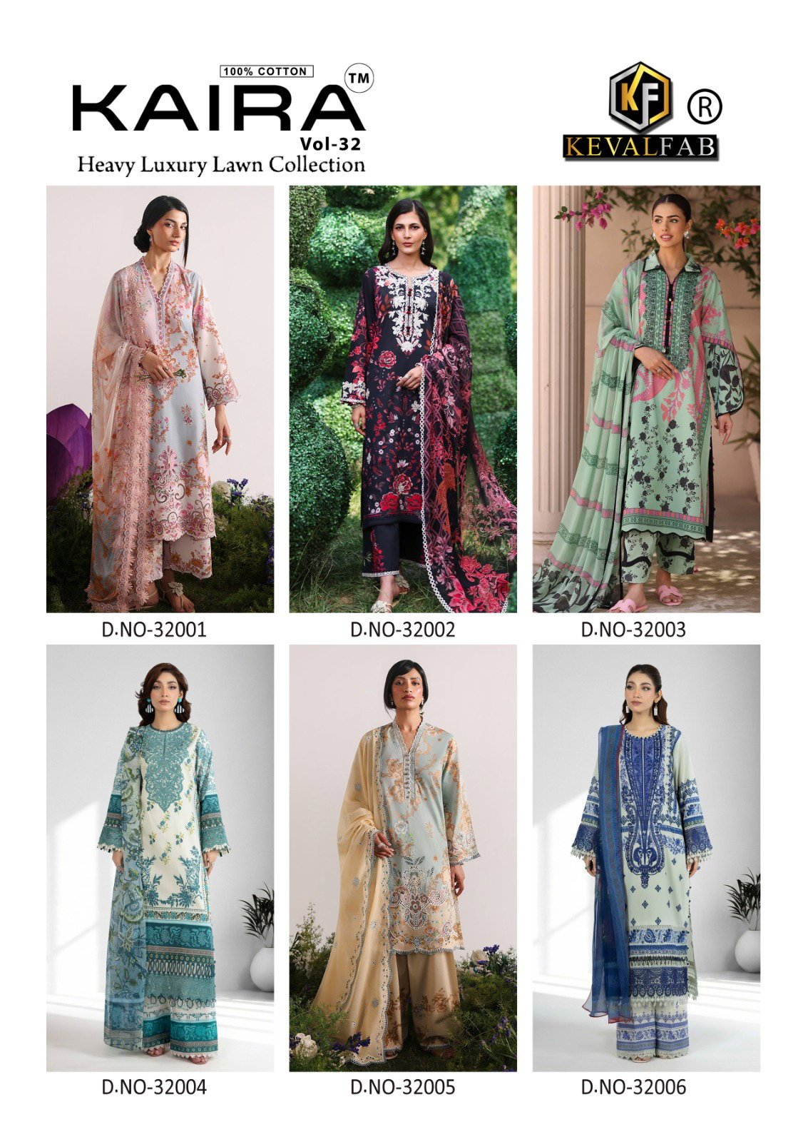 Stylish Keval Kaira Vol 32 Lawn Cotton Karachi Dress Material Collection Wholesale 2026