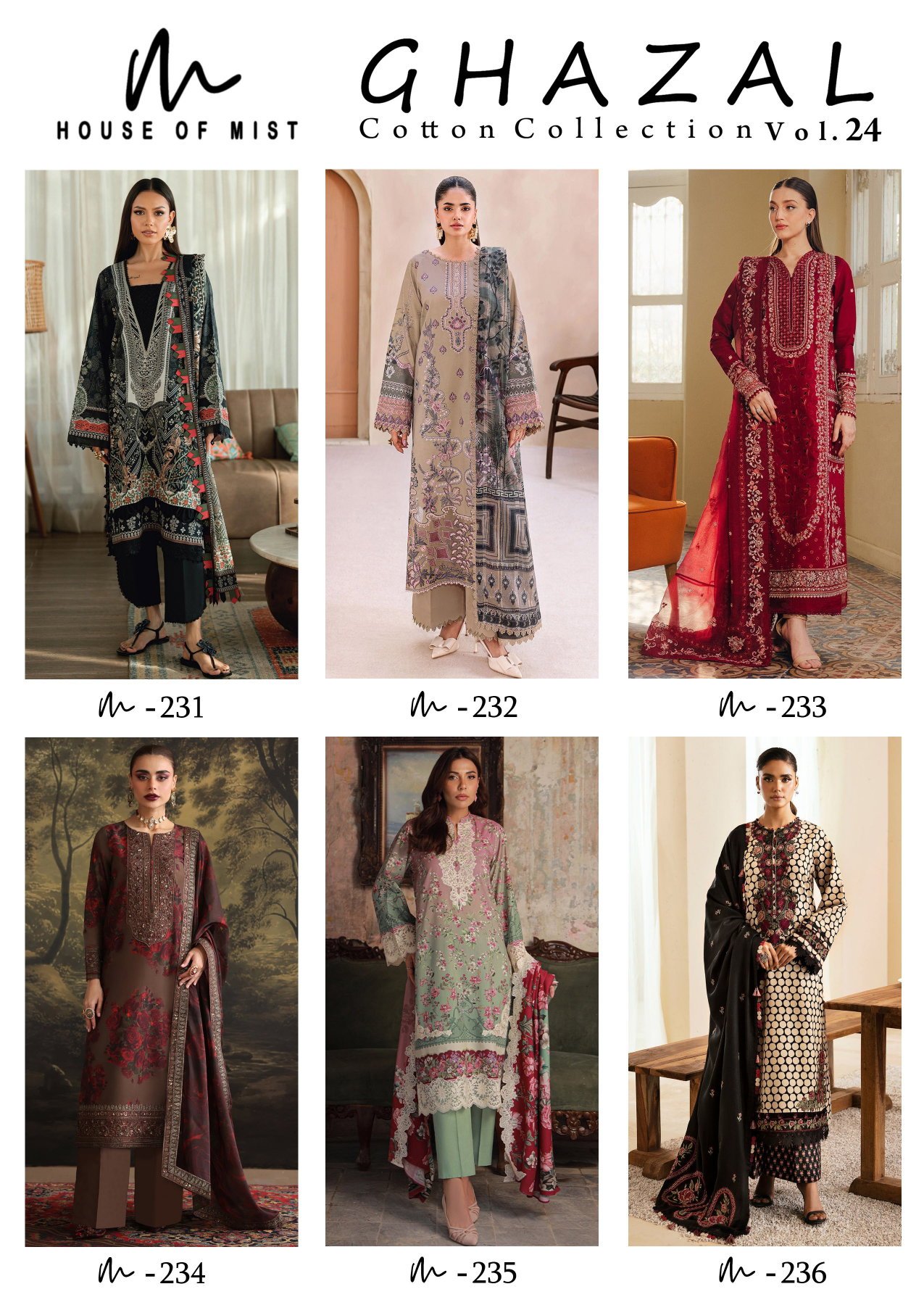 Beautiful House Of Mist Ghazal Vol 24 Cotton Printed Karachi Dress Material Wholesale 2026
