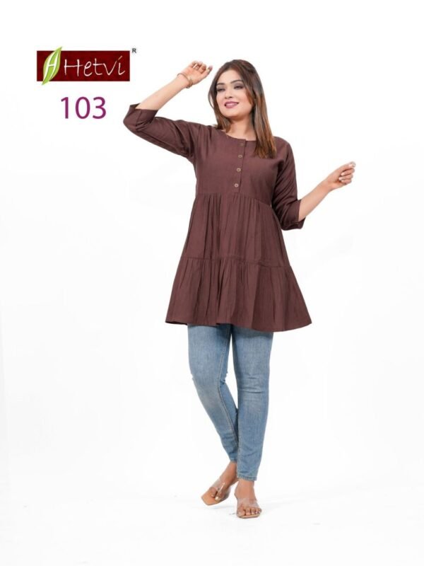 Buy Hetvi Yukti Rayon Dobby Office Wear Short Top Collection Wholesale 2026