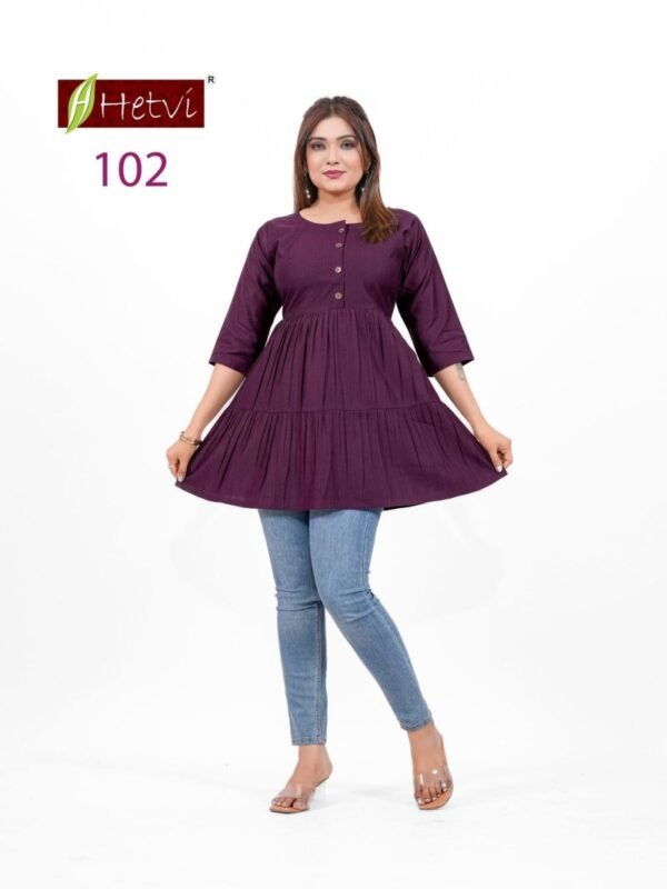 Buy Hetvi Yukti Rayon Dobby Office Wear Short Top Collection Wholesale 2026