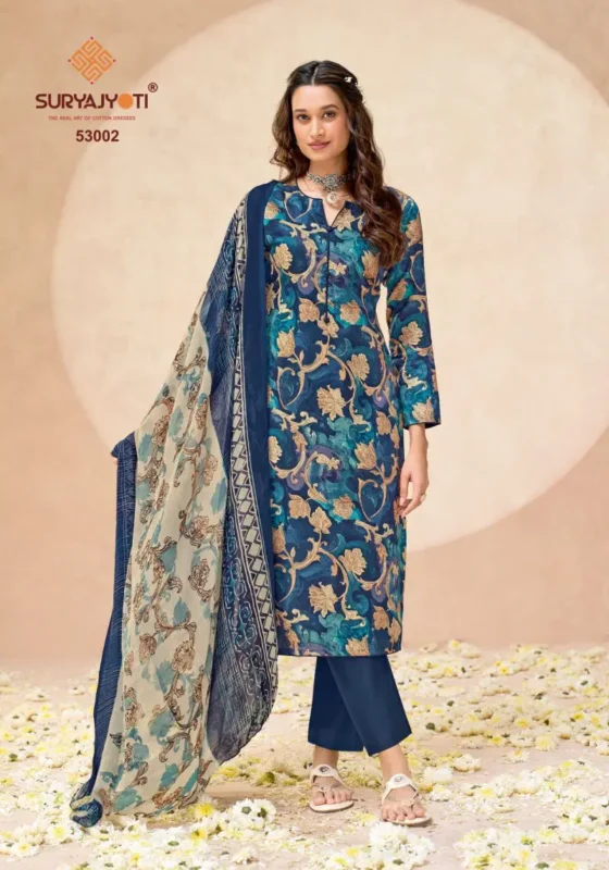 Latest Suryajyoti Naisha Vol 53 Jaam Satin Printed Dress Material Collection Wholesale 2026