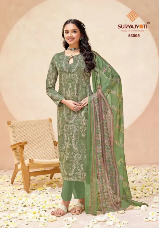 Latest Suryajyoti Naisha Vol 53 Jaam Satin Printed Dress Material Collection Wholesale 2026
