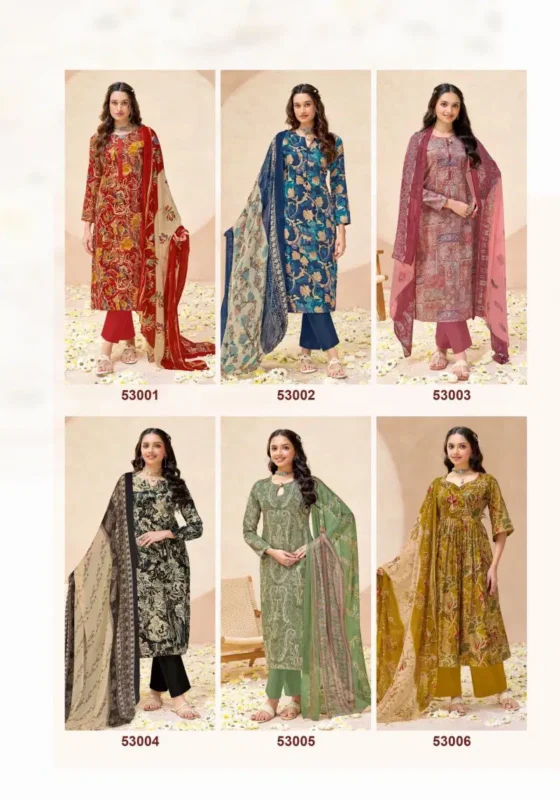 Latest Suryajyoti Naisha Vol 53 Jaam Satin Printed Dress Material Collection Wholesale 2026