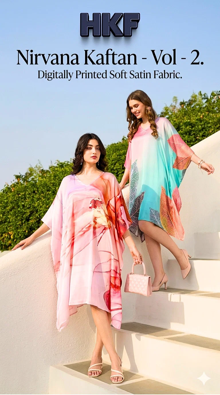 Hkf Nirvana Kaftan Vol 13 Soft Satin Printed Fancy Kaftan Collection Wholesale