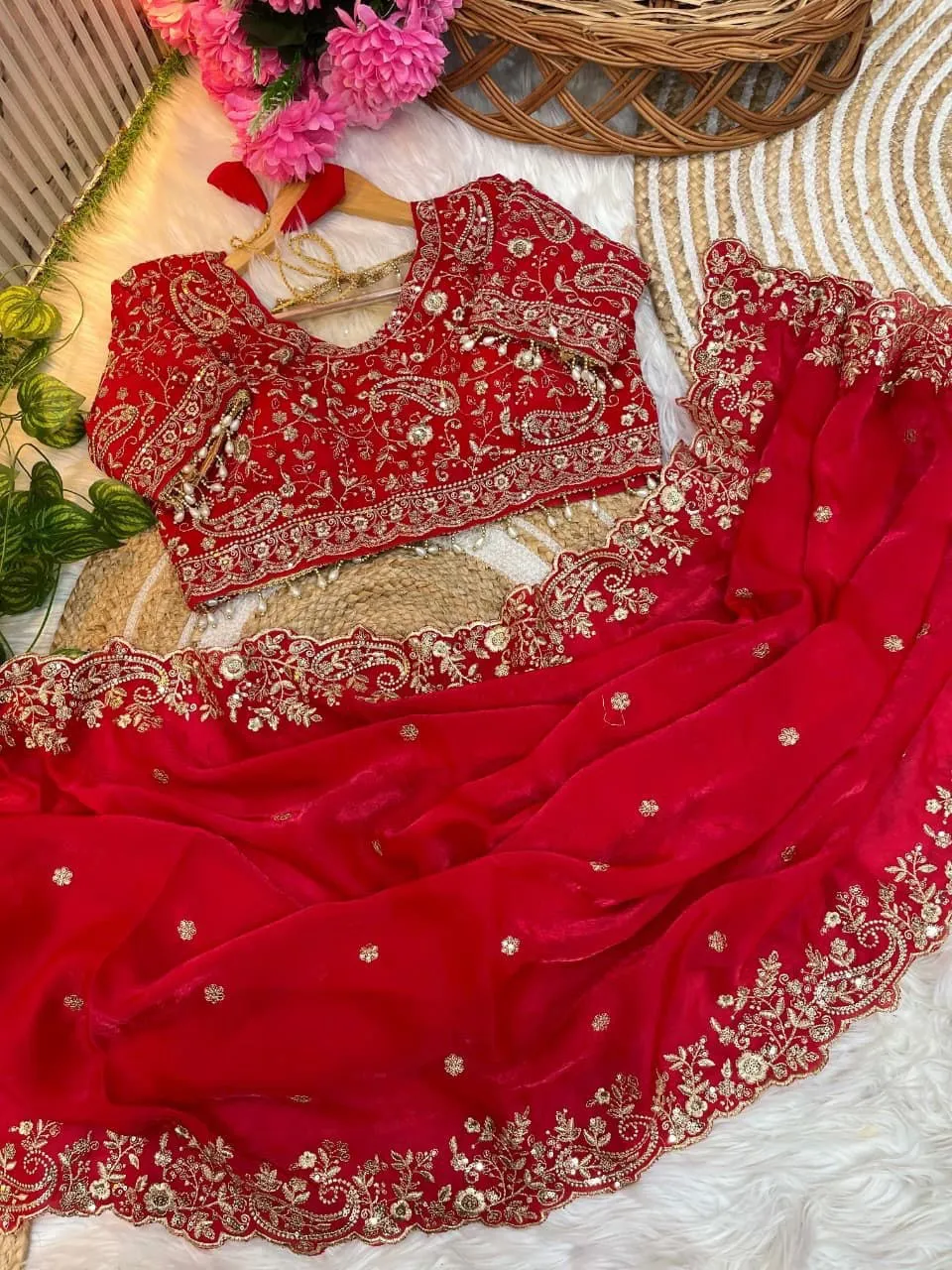 Stylish RBC 6046 Keree Fandy Satin Silk Embroidery Wedding Saree 2026