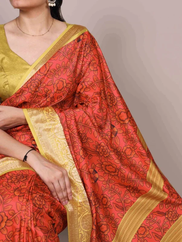Stylish WMN 7058 Tasar Viscose Silk Printed Party Wear Saree 2026