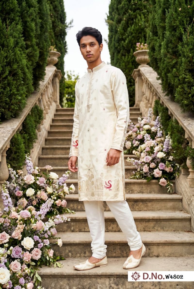 Launching Outluk Wedding 48 Silk Embroidery Worked Kurta And Pajama Collection Wholesale 2026