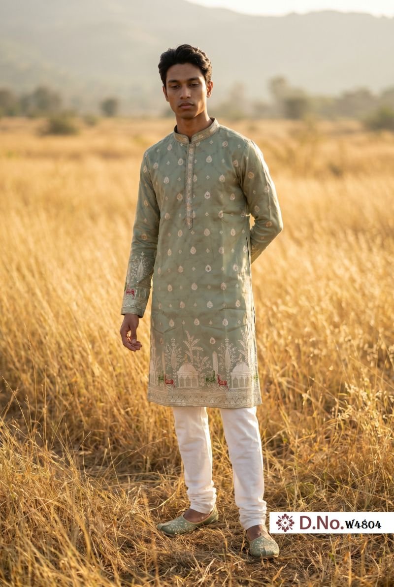 Launching Outluk Wedding 48 Silk Embroidery Worked Kurta And Pajama Collection Wholesale 2026