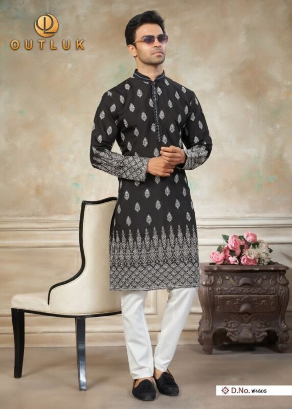 Launching Outluk Wedding 48 Silk Embroidery Worked Kurta And Pajama Collection Wholesale 2026