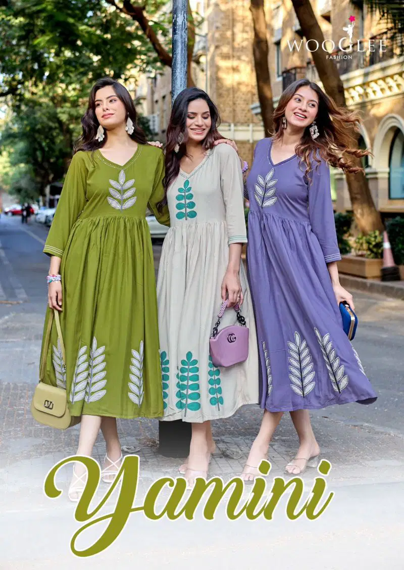 Wooglee Yamini Rayon Thread Work One Piece Wholesale