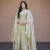 Stylish Moni 1260 Fendi Silk Zari Sequence Work Party Wear Gown Pant Dupatta 2026