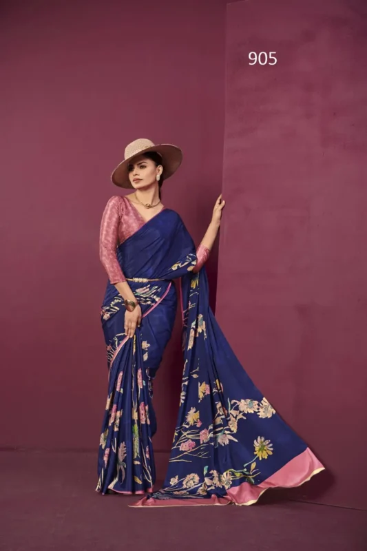 Buy Sanjana Lifestyle Paula Crepe Silk Printed Party Wear Saree Wholesale in Surat 2026