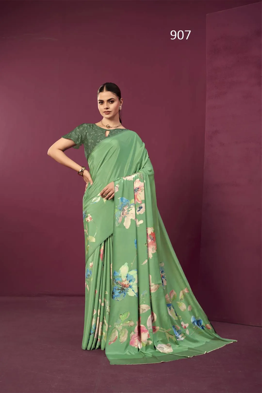 Buy Sanjana Lifestyle Paula Crepe Silk Printed Party Wear Saree Wholesale in Surat 2026