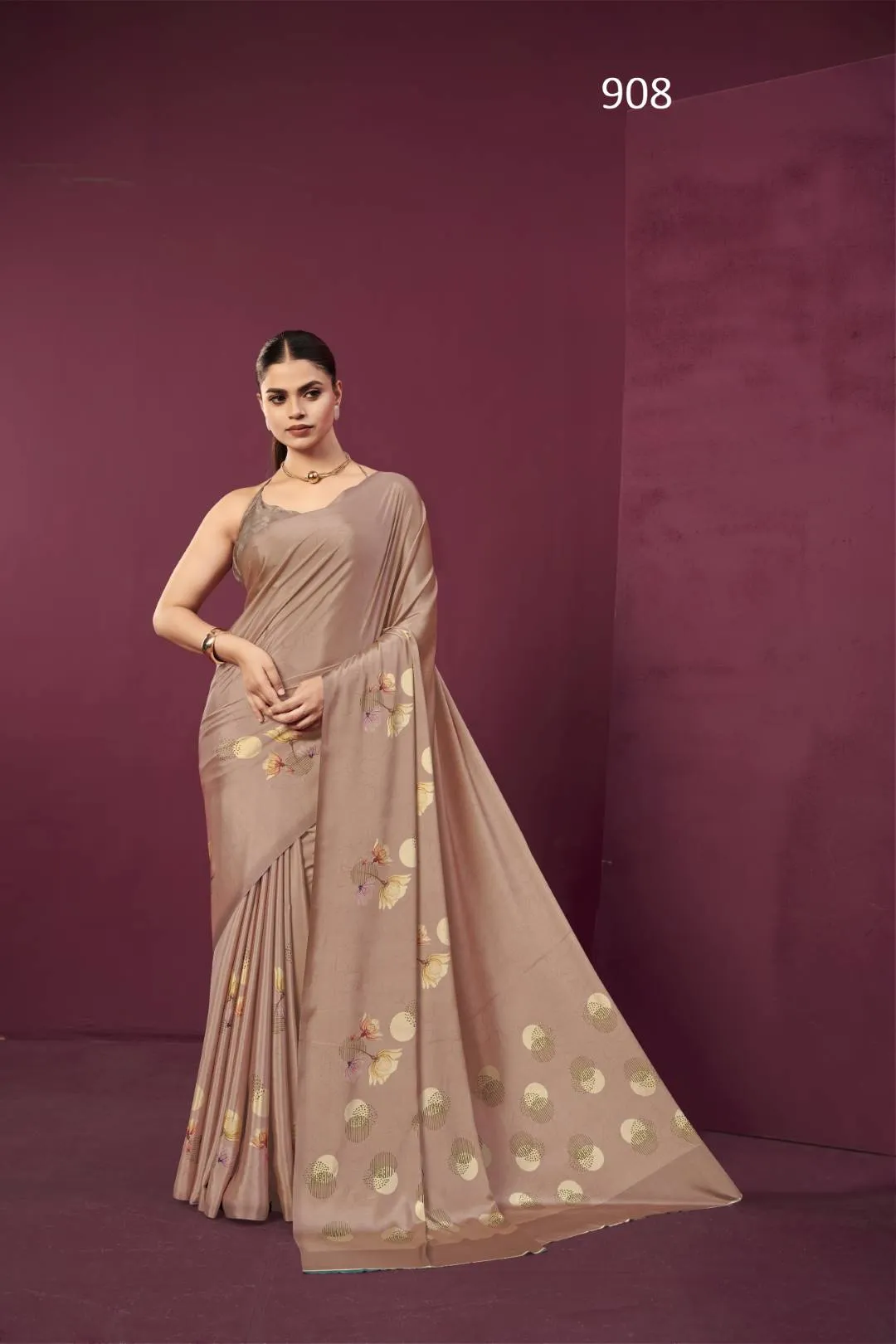 Buy Sanjana Lifestyle Paula Crepe Silk Printed Party Wear Saree Wholesale in Surat 2026