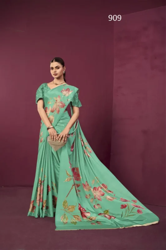 Buy Sanjana Lifestyle Paula Crepe Silk Printed Party Wear Saree Wholesale in Surat 2026