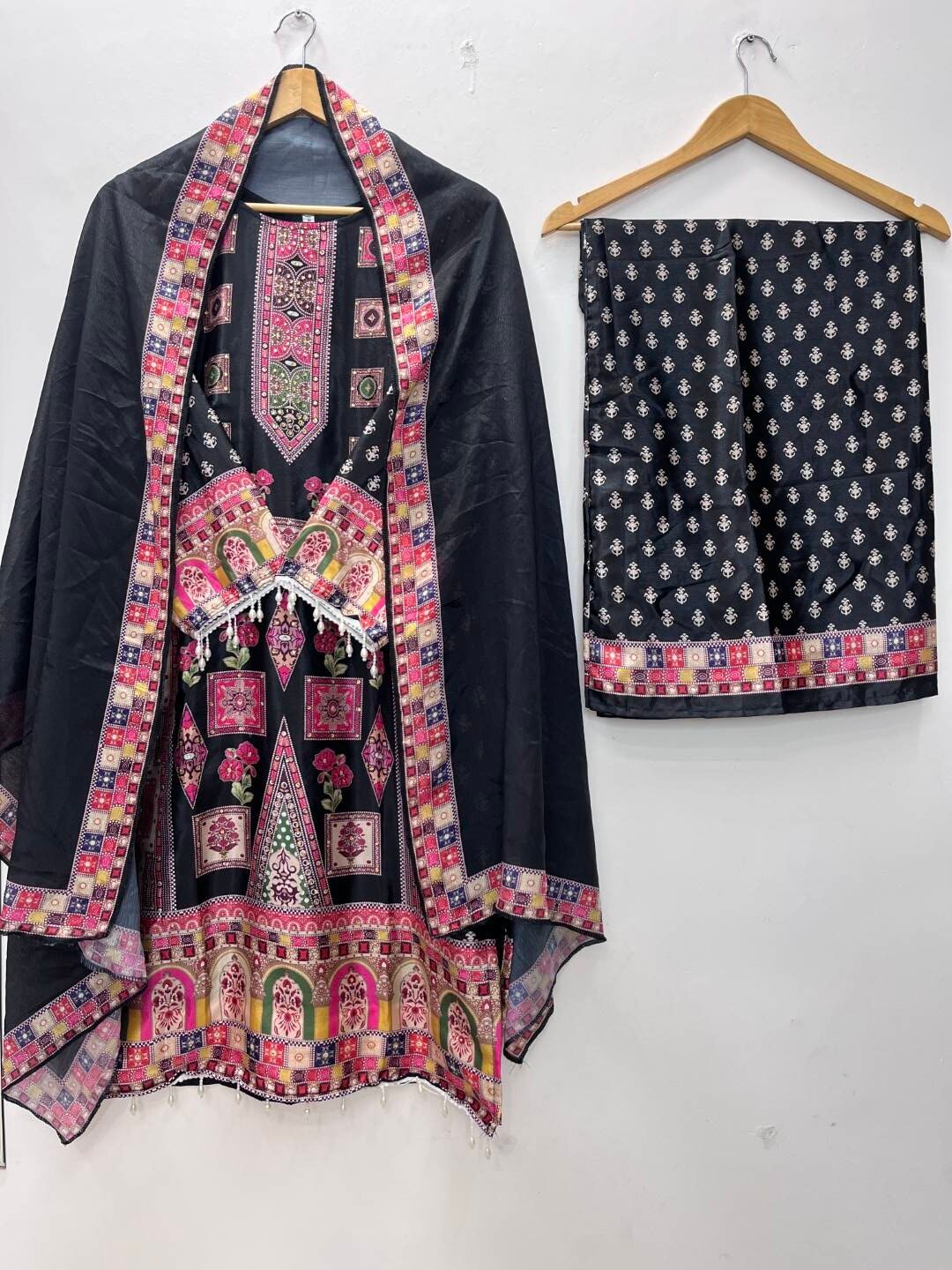 ASD 7110 Chinon Silk Printed Trending Durgapuja Kurti Palazzo With Dupatta