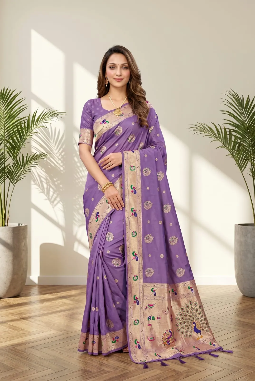 BLJ Paithani Silk Peacock Zari Work Trending Saree Surat