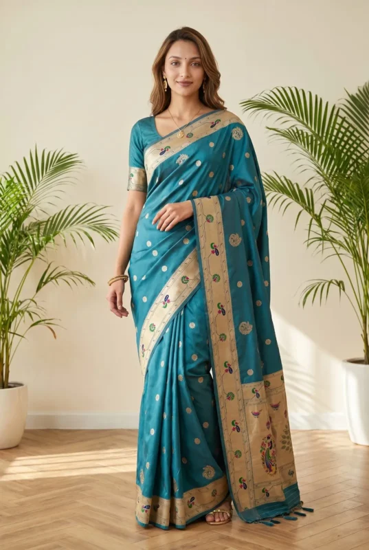 Latest BLJ Paithani Silk Peacock Zari Work Trending Saree Surat 2026