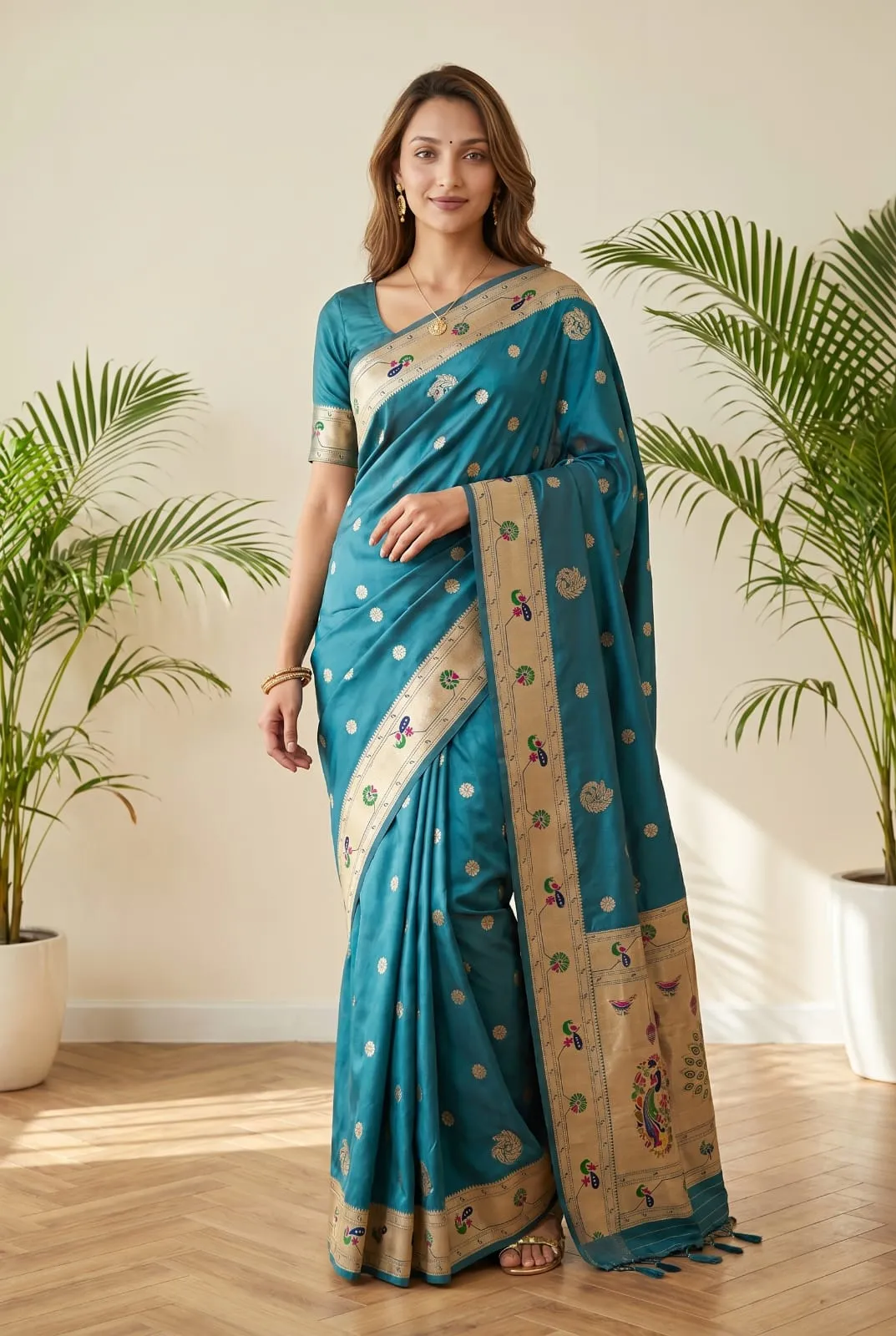Latest BLJ Paithani Silk Peacock Zari Work Trending Saree Surat 2026