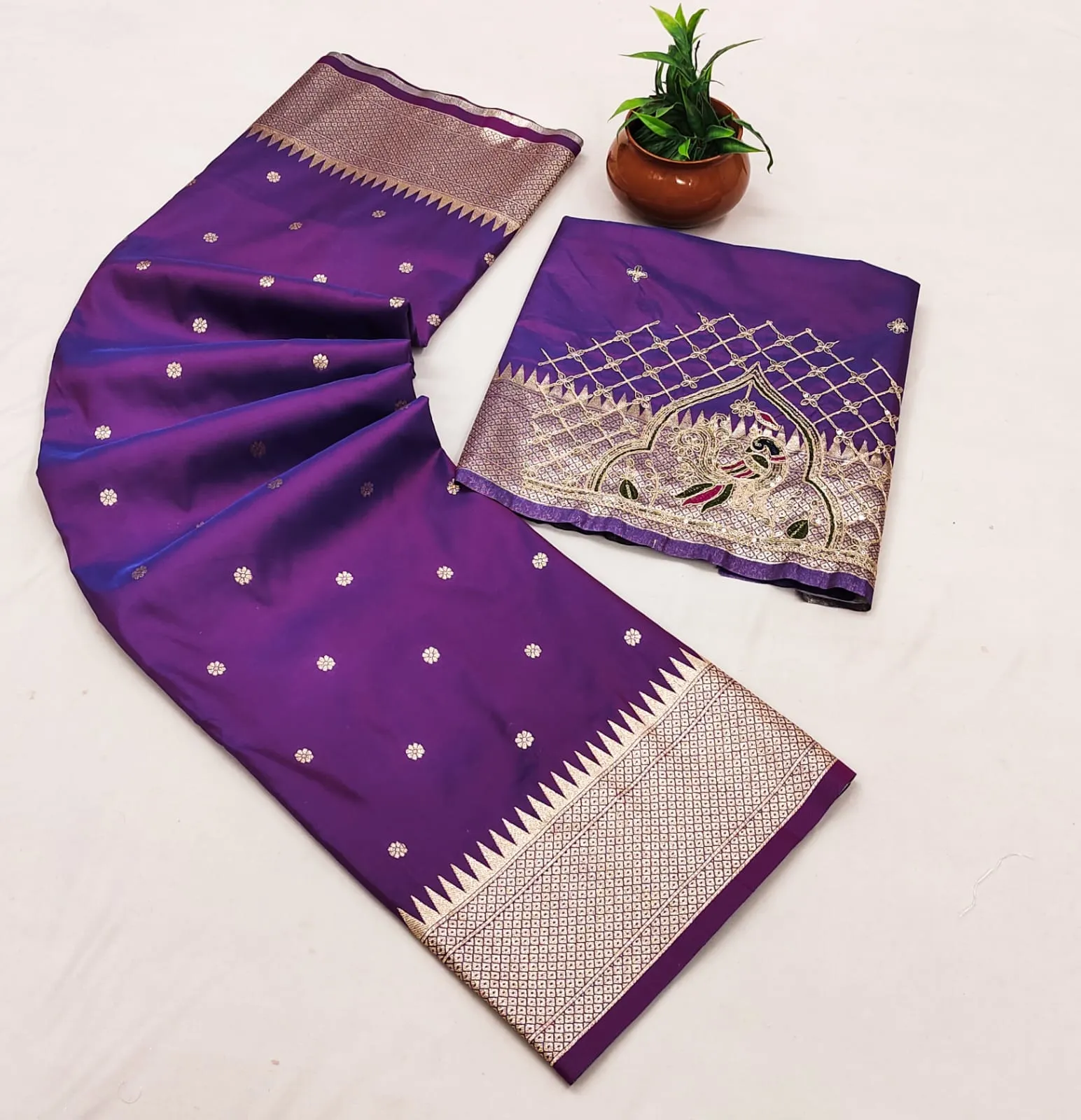 BLJ Paithani Silk Hand Work Peacock Trending Party & Wedding Wear Saree