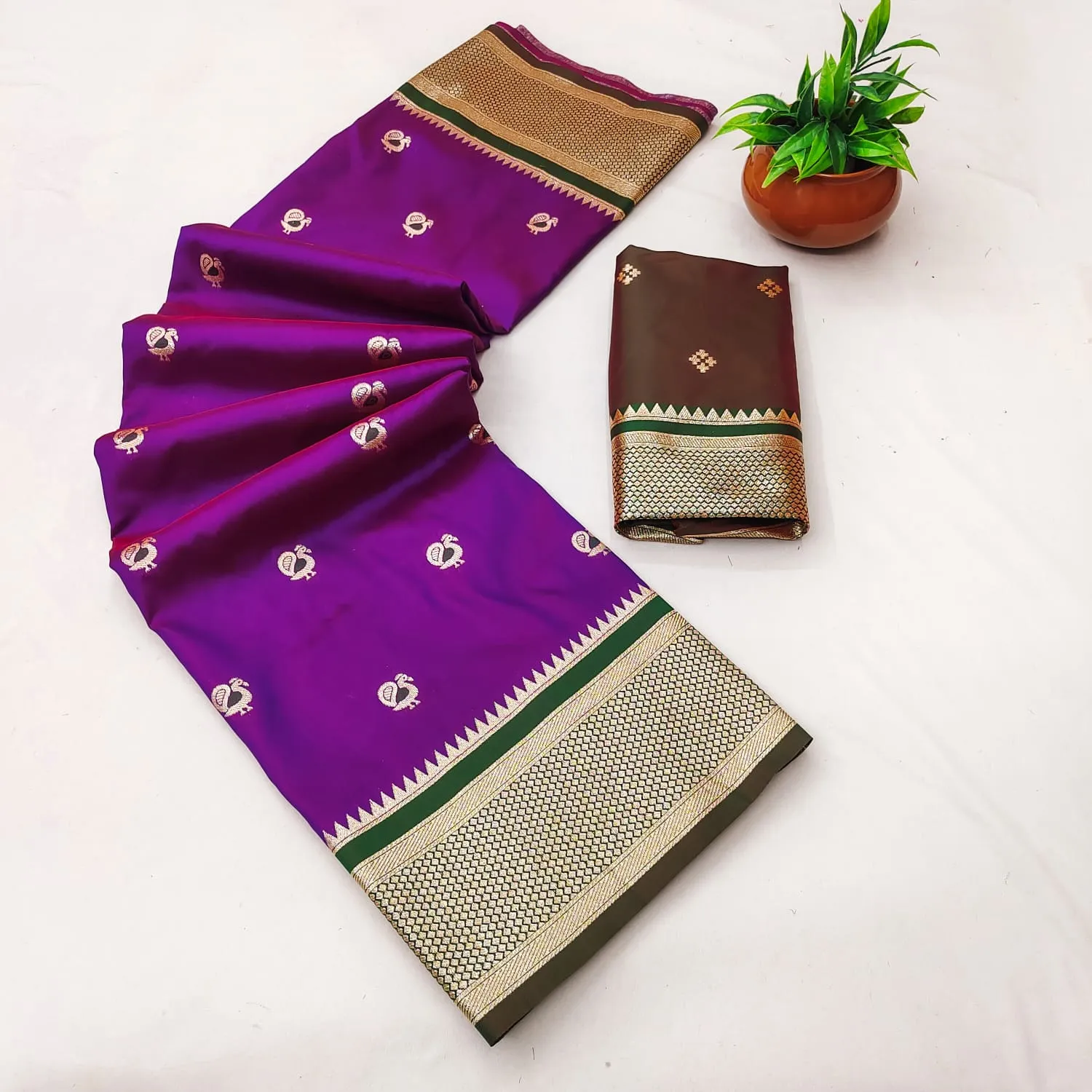 BLJ Paithani Silk Zari Peacock Work Wedding Wear Saree Supplier in Surat