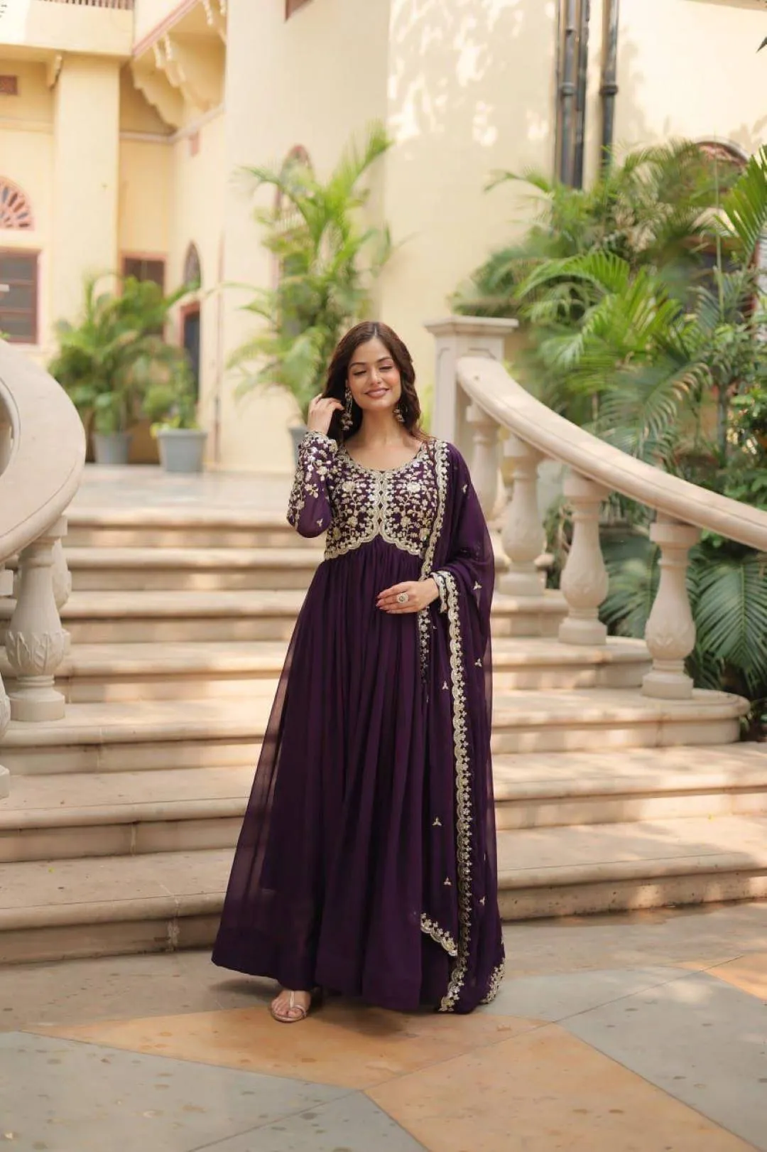 Mohini 9195 Blooming Sequence Embroiderey Work Gown With Dupatta