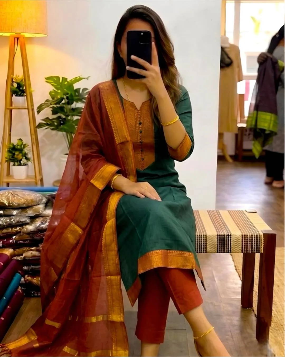 Stylish LFK Summer Kanchi Cotton Zari Work Festival Kurti Pant Dupatta 2026