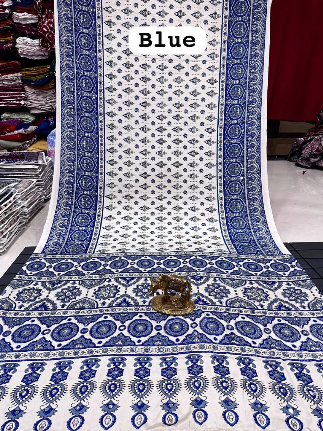 Launching Karishma Satin Silk Ajarkh Printed Mirror Work Festival Saree 2026