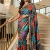 Beautiful WMS Creap Silk Printed Mirror Work Durgapuja Saree Manufacturer in Surat 2026