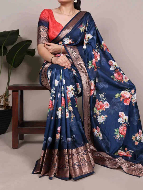 Stylish WMN 7058 Tasar Viscose Silk Printed Party Wear Saree 2026