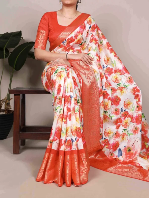 Stylish WMN 7058 Tasar Viscose Silk Printed Party Wear Saree 2026