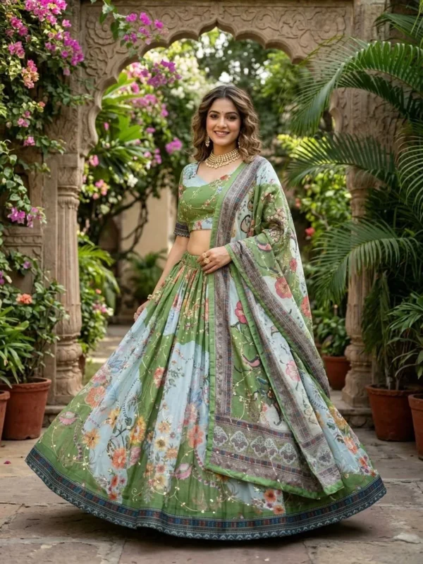 Stylish Moni 5072 Tabby Silk Embroidery Printed Festival Lehenga Choli 2026