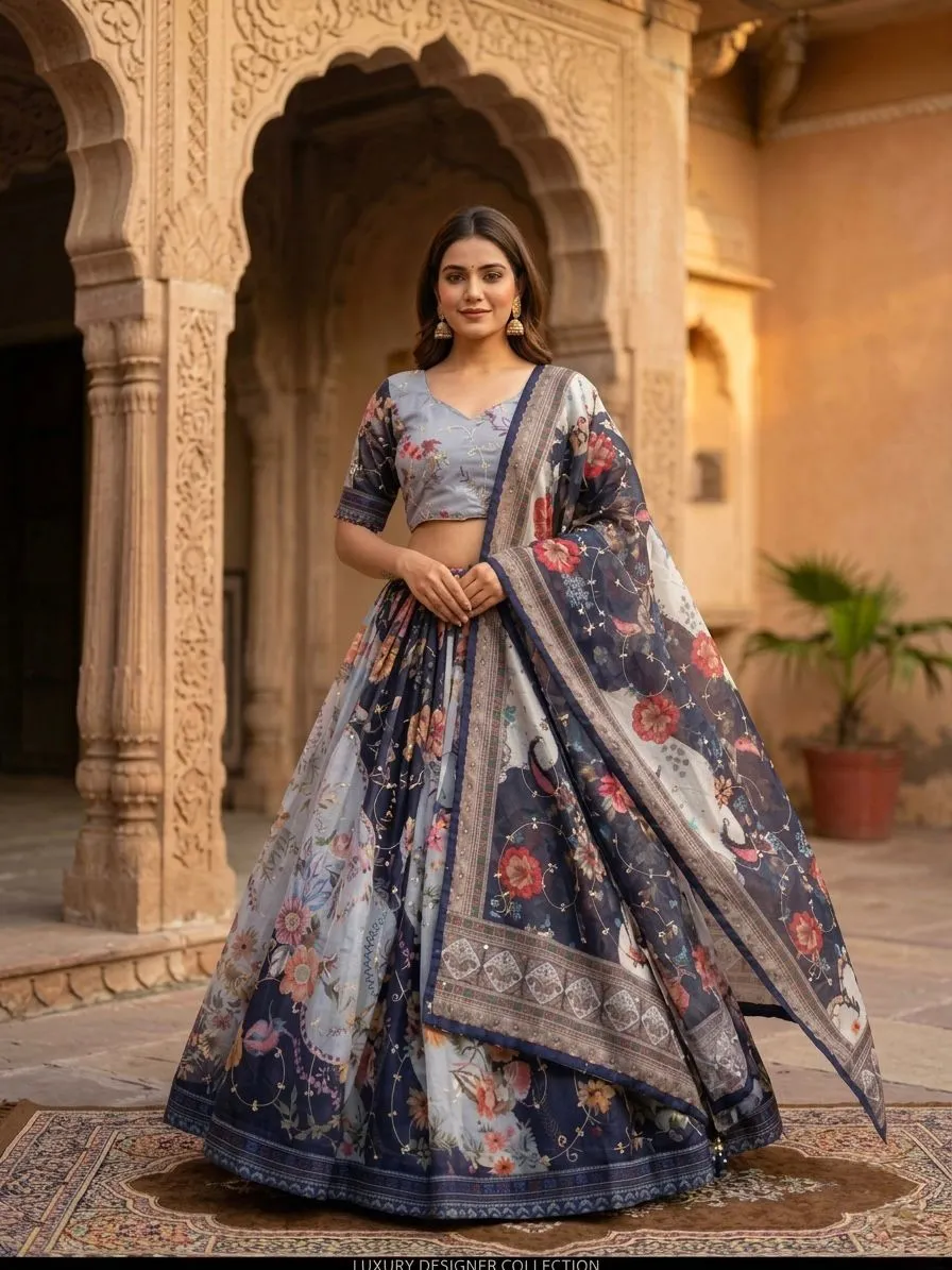 Stylish Moni 5072 Tabby Silk Embroidery Printed Festival Lehenga Choli 2026