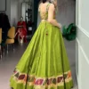 Launching WMN 1755 Cotton Green Zari Weaving Work Trending Navratri Top Lehenga 2026