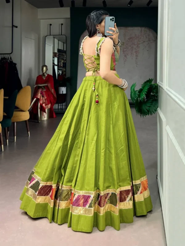 Launching WMN 1755 Cotton Green Zari Weaving Work Trending Navratri Top Lehenga 2026