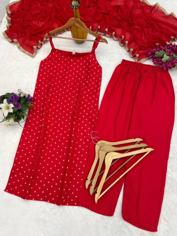 Buy Beauty 1041 Reyon Foil Work Festival Kurti Pant Dupatta Set 2026