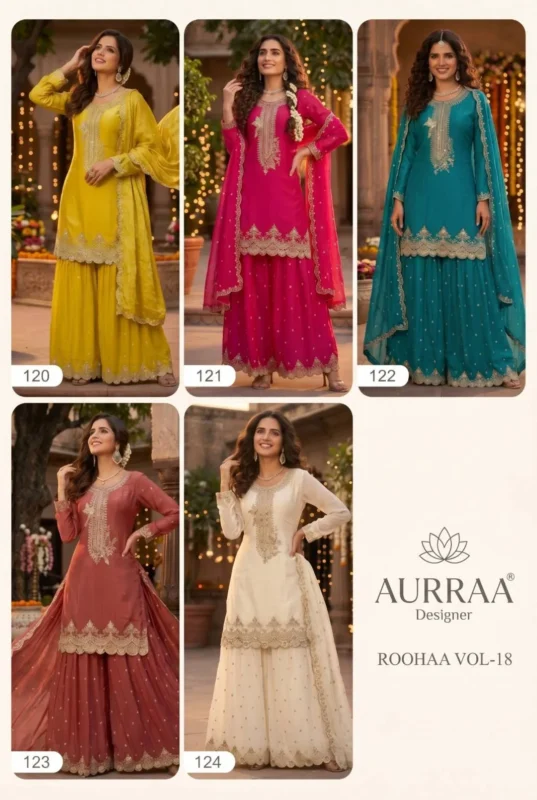 Latest Aashirwad Mumtaz Chinon Silk Wedding Pakistani Sharara Suit 2026