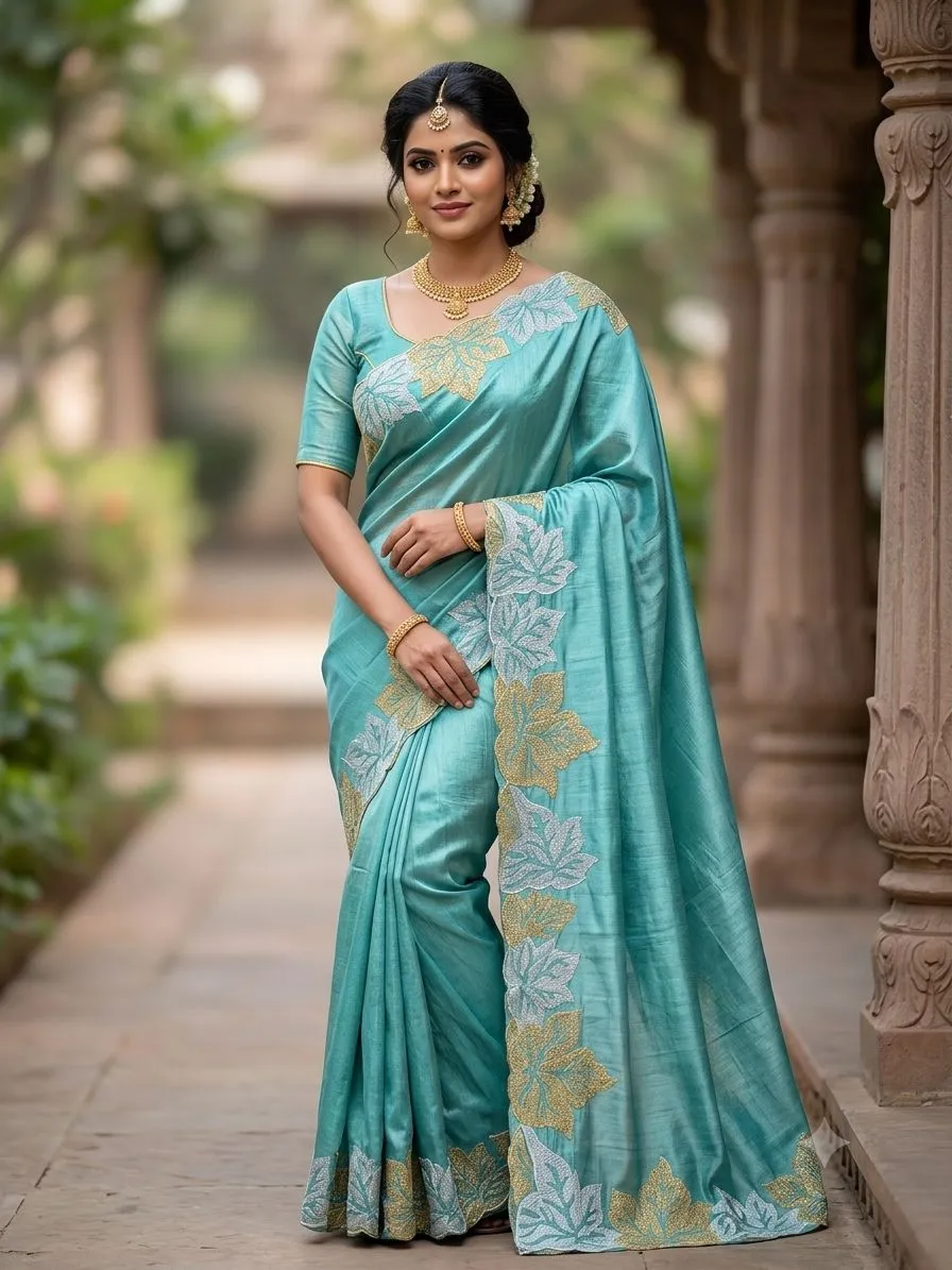 Kusum 675 Blooming Vichitra Silk Zari Embroidery Work Party Wear Saree
